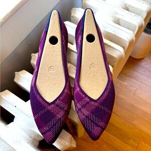 Rothy's Point II in Purple Plaid. Excellent Condition.
